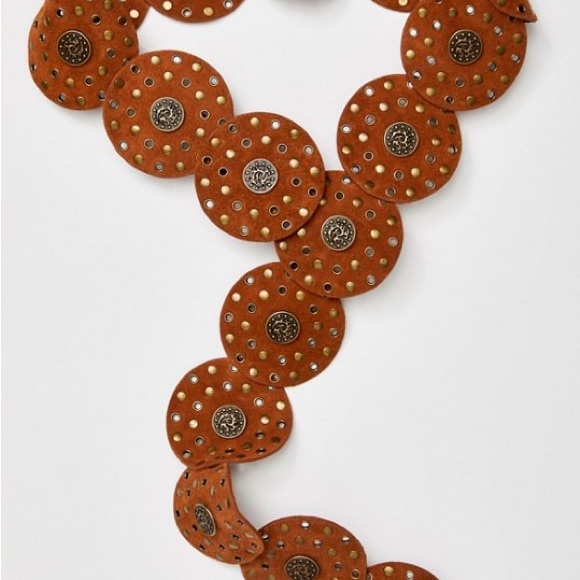 Free People Accessories - Free People Xena Brown Suede Hip Belt with Metal Accents S/M